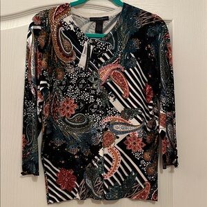 Grace Elements Multicolor Paisley and Stripe Cardigan